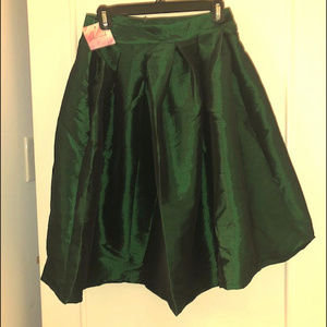 Emerald green satin bell skirt